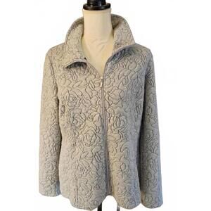 WEEKENDS BY CHICO'S Quilted Zip Front Gray Jacket Size 1 (6/8)